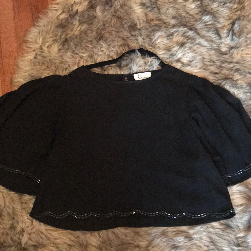 Crop top black blouse
